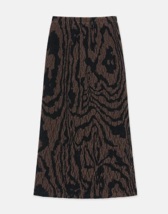 Wood Grooves Print Lace Plissé Skirt | Lafayette 148 NY