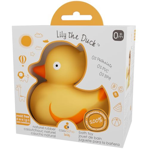 CaaOcho Pure Natural Rubber Bath Toy - Rubber Ducky Lily The Duck Baby Toy - Hole Free Bath Toys, BPA Free Bath Toys for Infants, Without Holes Sealed Natural Rubber Baby Toy | Amazon (US)