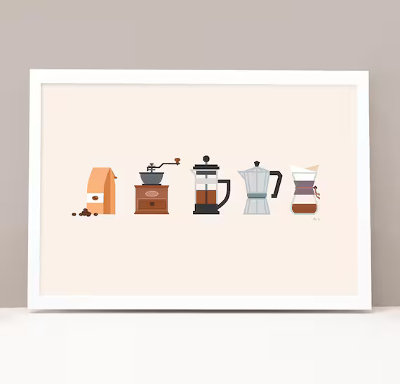 Modern Coffee Art - Coffee Poster - Coffee Decor - Coffee Print - College Student Gift - Kitchen ... | Etsy (US)