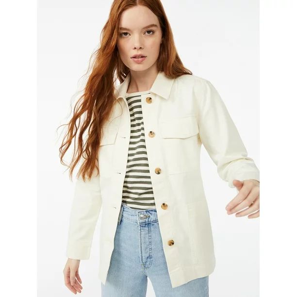 Free Assembly Women's Button-Front Utility Jacket - Walmart.com | Walmart (US)