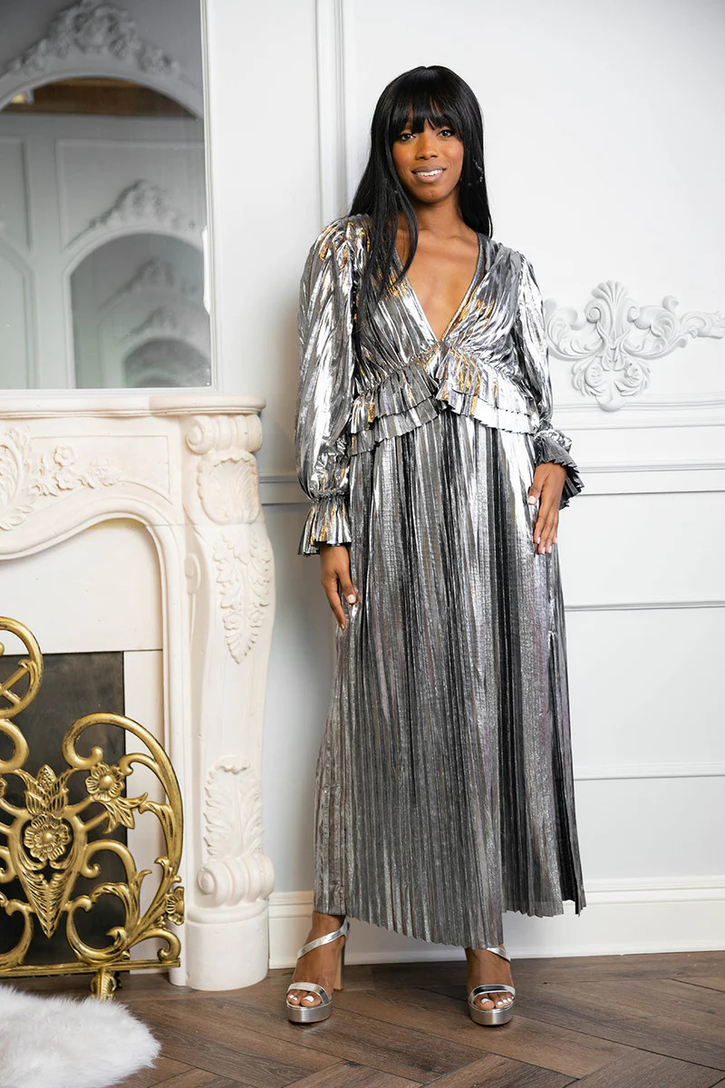 BuddyLove | Evie Metallic Maxi Dress | Disco Ball | BuddyLove