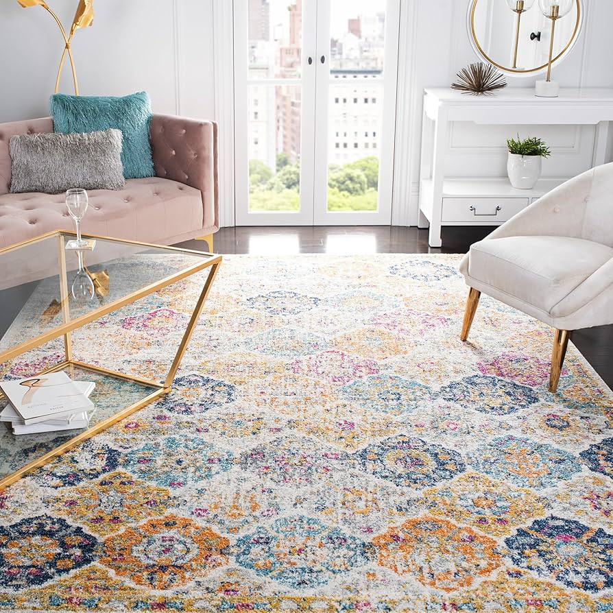SAFAVIEH Madison Collection Area Rug - 5'3" x 7'6", Cream & Multi, Boho Chic Distressed Design, N... | Amazon (US)