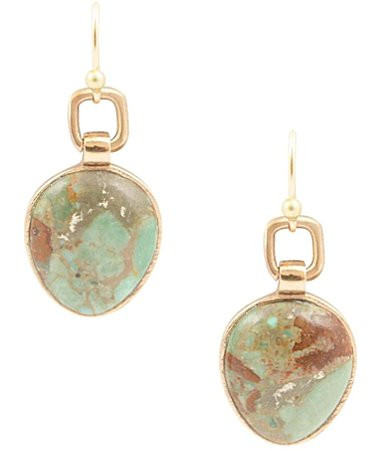 Barse Drops of Blue Turquoise Golden Bronze Drop Earrings - Turquoise/Gold | Dillard's