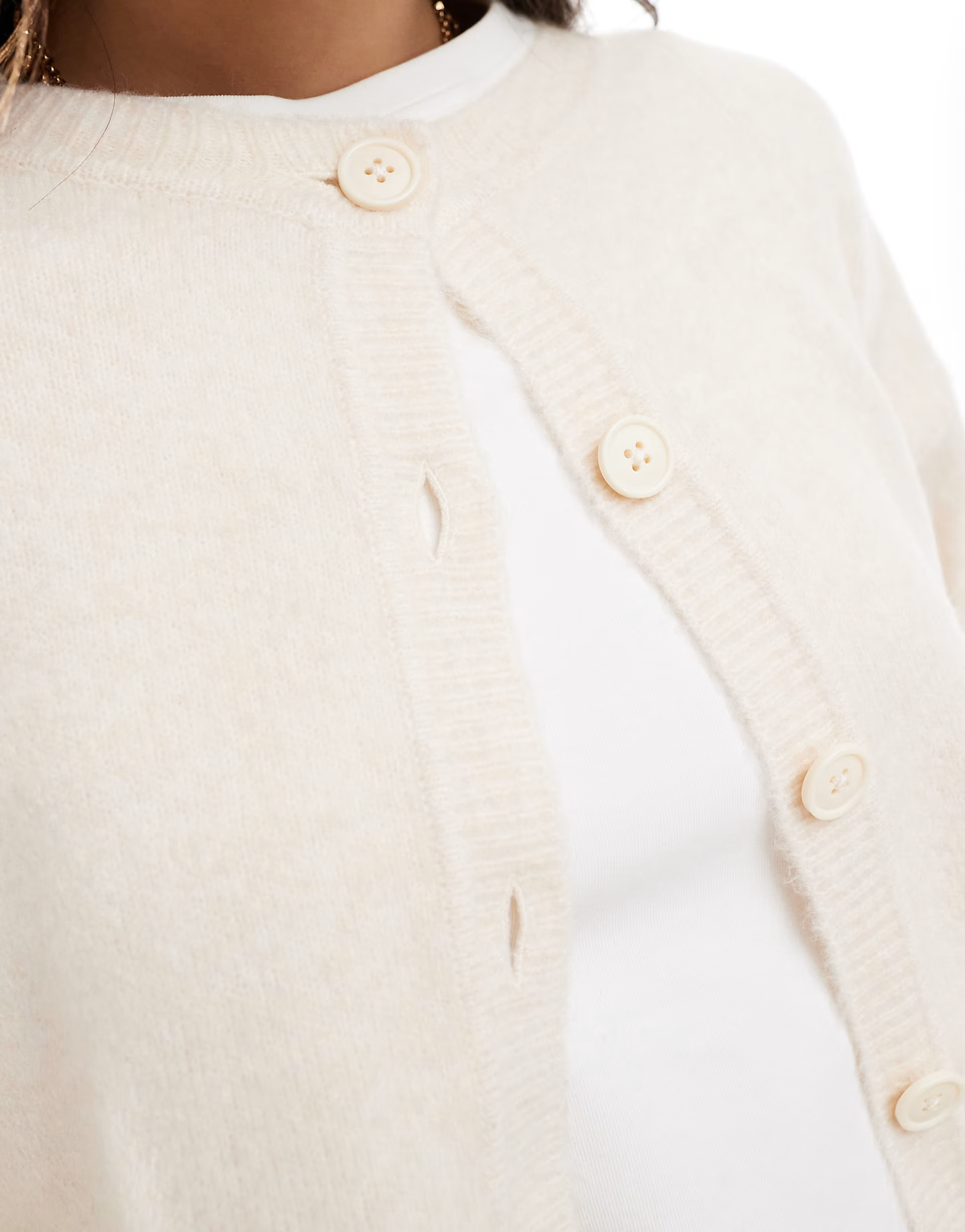 ASOS DESIGN crew neck cardigan in cream | ASOS | ASOS (Global)