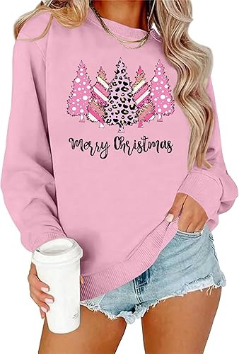 Christmas Sweatshirt for Women Merry Christmas Shirt Xmas Tree Long Sleeve Vacation Pullover Chri... | Amazon (US)