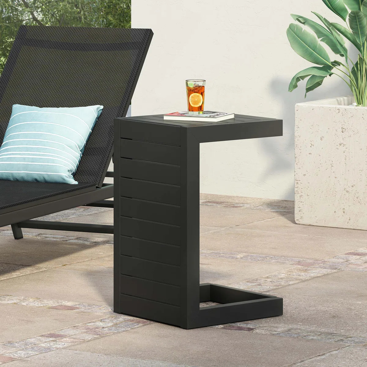 Caggiano Rectangular Metal Outdoor Side Table , in. W in. D | Wayfair North America