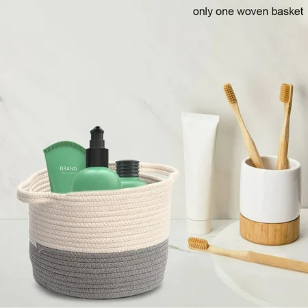 Toys Home Bathroom For Storage Round Books Baby Nursery Woven Basket With Handle | Walmart (US)