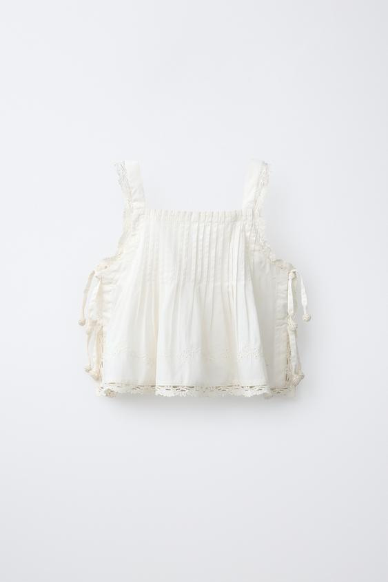 EMBROIDERED SMOCKED TOP | Zara US