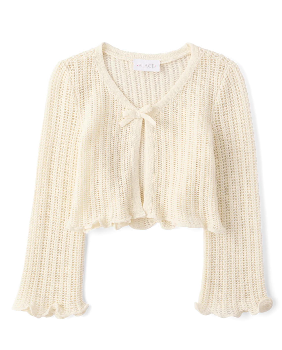 Girls Lettuce Pointelle Cardigan - cream | The Children's Place