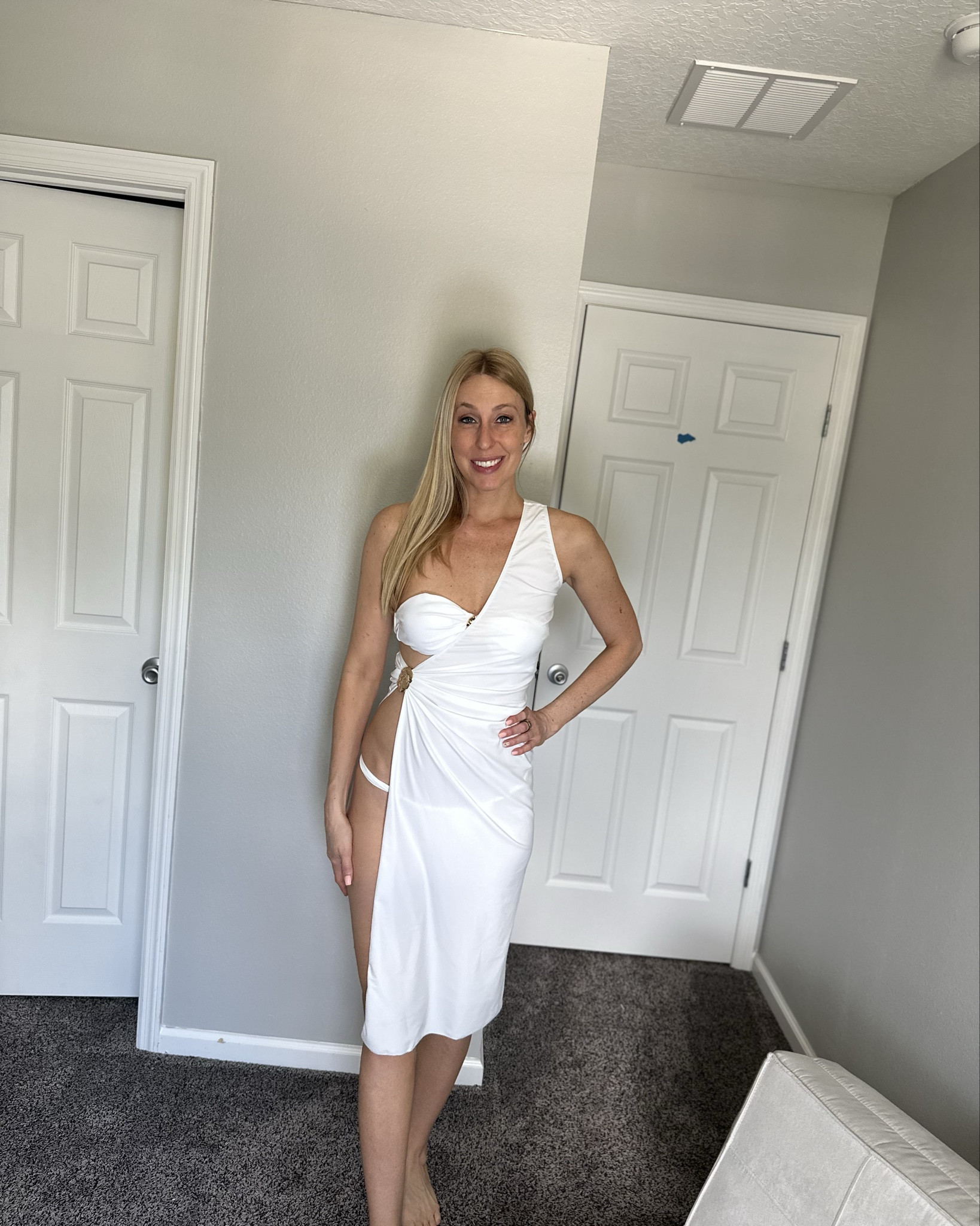 White swim set with cover up
🤍a very classy swimsuit and cover up
🤍 the cover up is stretchy 
🤍 fits true to size, wearing size small and I am 5’10”
🤍 Amazon fashion under $50 find

#LTKSwim #LTKTall