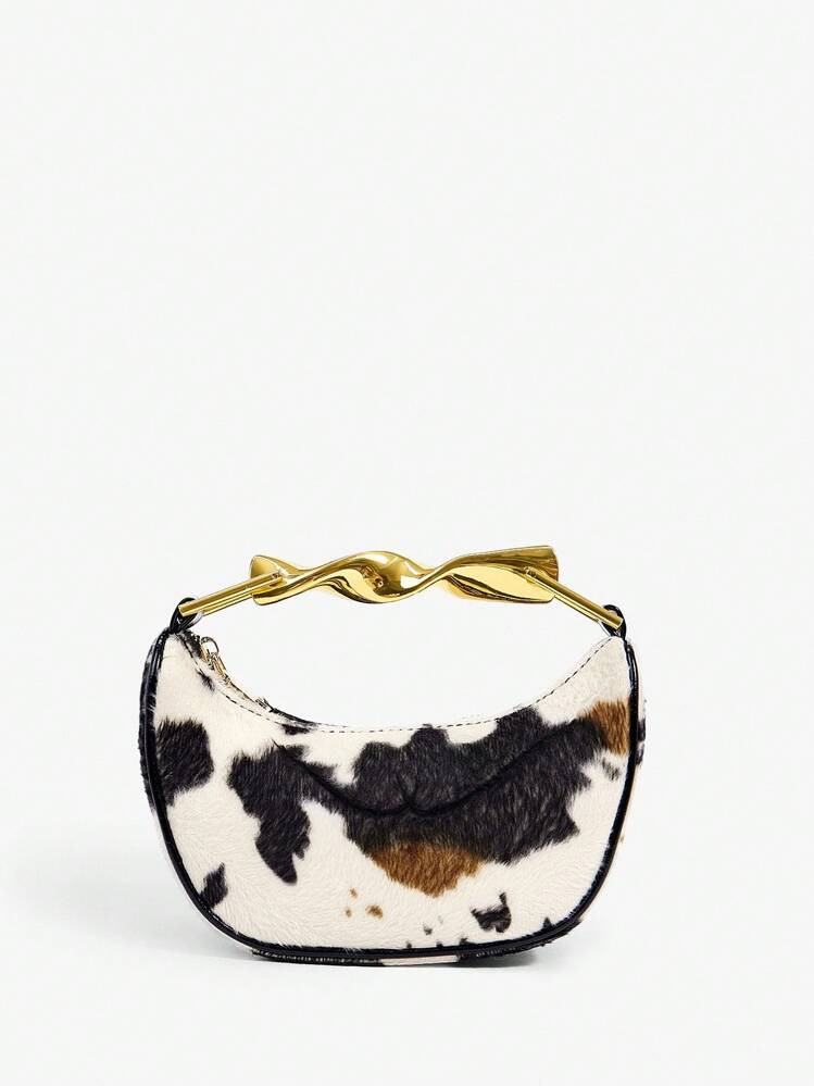 SHEIN SXY Ladies, Women Top Handle Bags, Cow Print, Animal Print, Fashionable, Elegant, Simple, P... | SHEIN