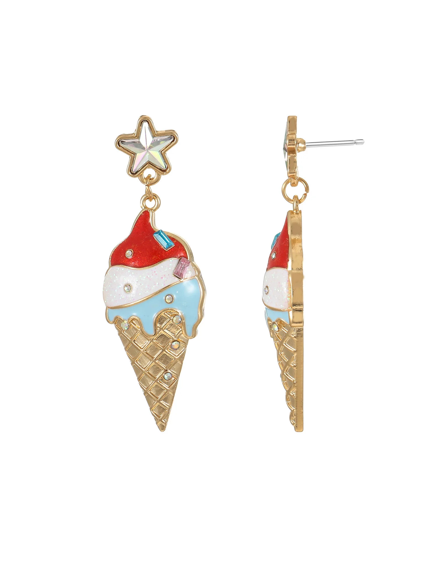 Way to Celebrate Americana Patriotic Ice Cream Cone Earrings - Walmart.com | Walmart (US)