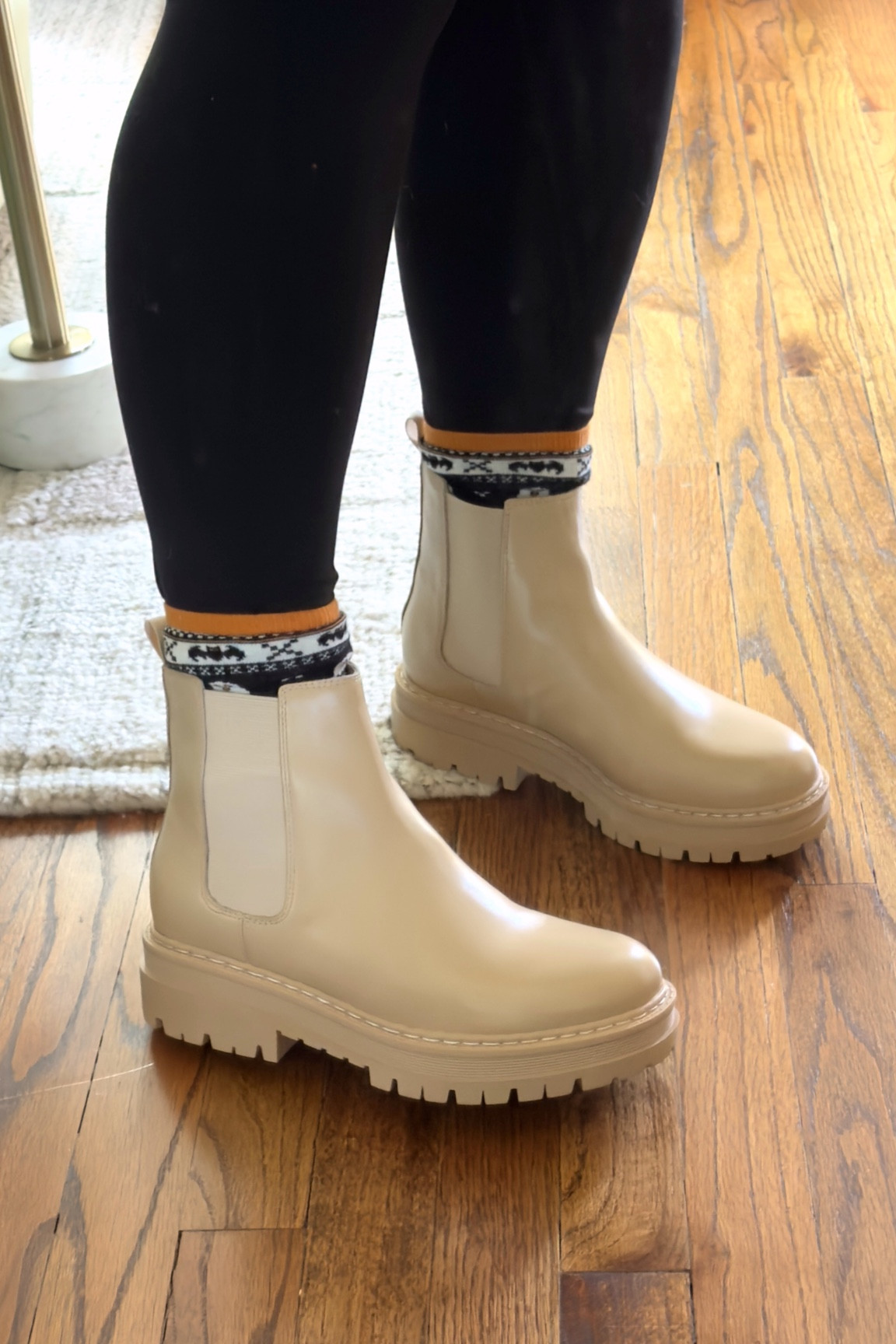 Cute beige neutral leather lug sole Chelsea boots only $69! 

#LTKSeasonal #LTKshoecrush