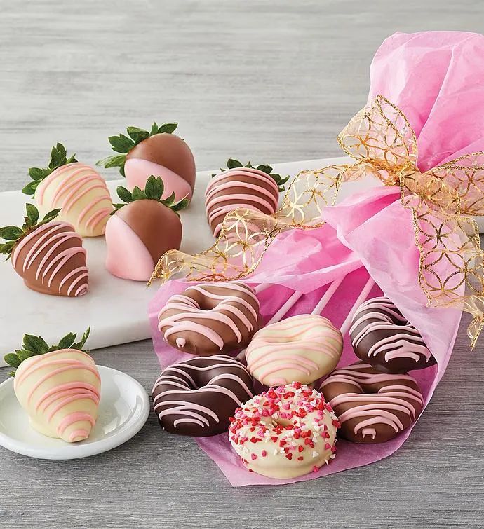 Belgian Chocolate-Covered Strawberries and Donut Bouquet | Harry & David