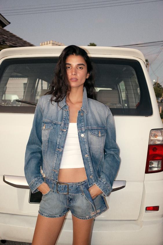 TRF PLEATED DENIM JACKET | Zara UK