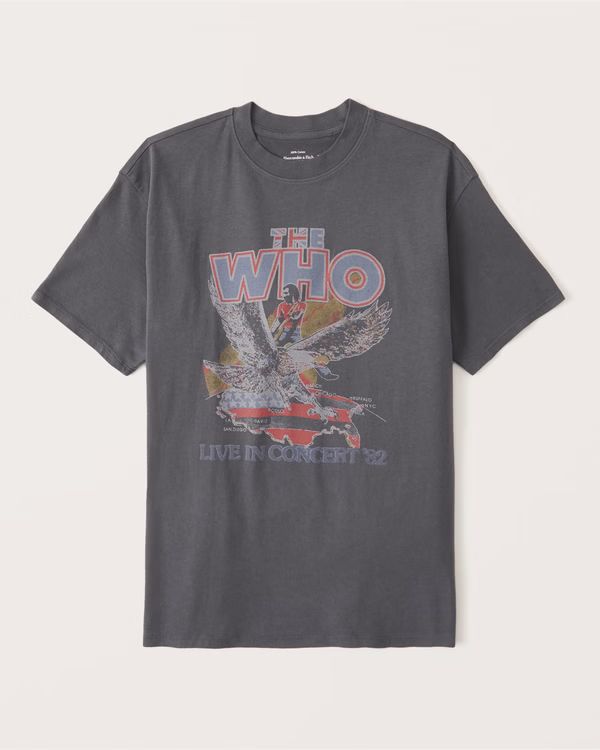 Women's Oversized Boyfriend The Who Graphic Tee | Women's Clearance | Abercrombie.com | Abercrombie & Fitch (US)
