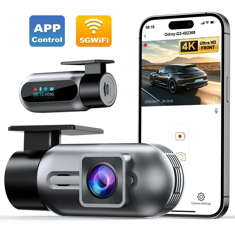 Odrey Dash Cam 4K UHD Front Dashcam with 5G WiFi Car Camera, Dash Camera with APP 24H Parking Mod... | Walmart (US)
