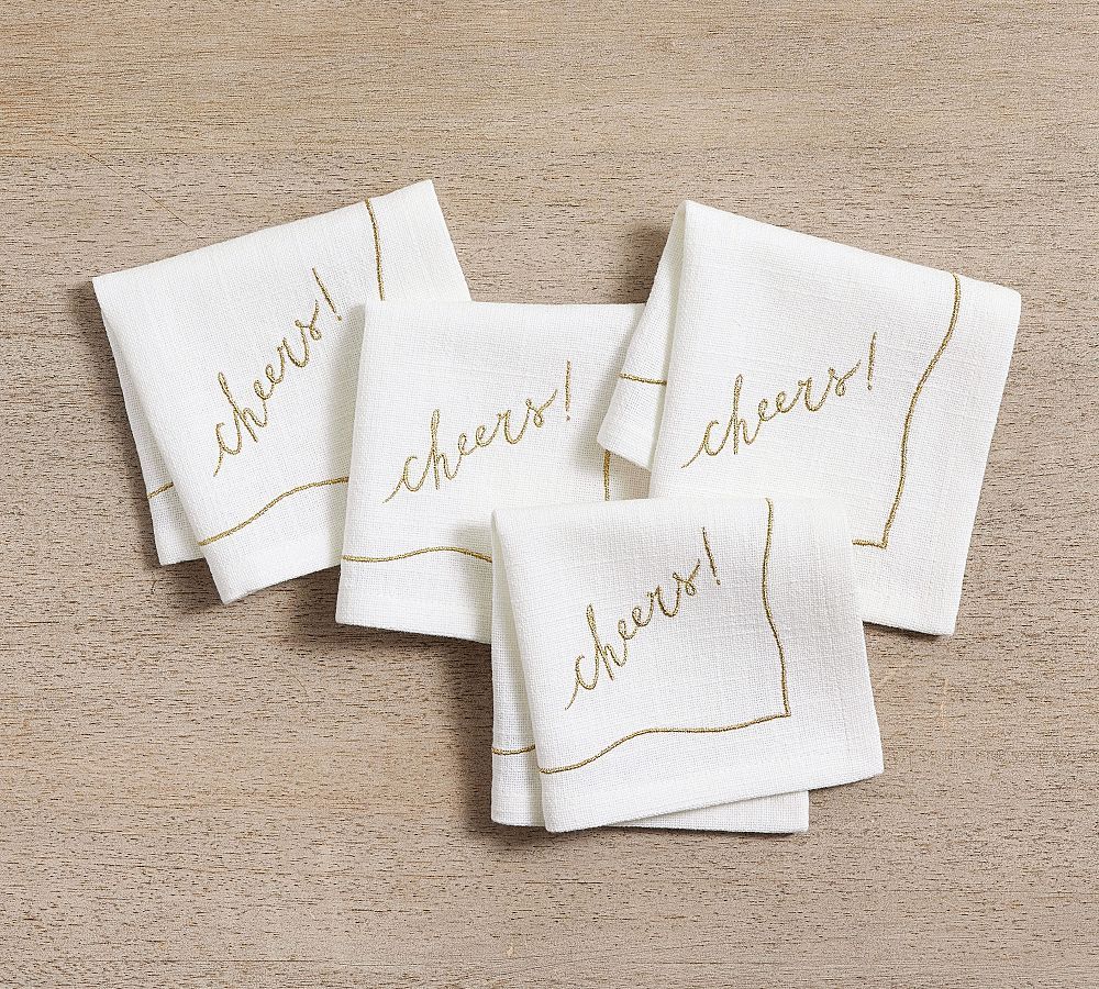 Cheers! Cotton Cocktail Napkins - Set of 4 | Pottery Barn (US)