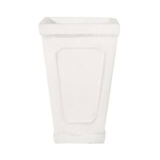 Greg 10 in. W x 16.25 in. H Antique White Lightweight Concrete Outdoor Patio Tapered Planter Decorative Pots | The Home Depot