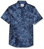 Azaro Uomo Men's Fancy Short Sleeve Button Down Casual Dress Shirt Bold Print Shirt, Navy Marble, Sm | Amazon (US)