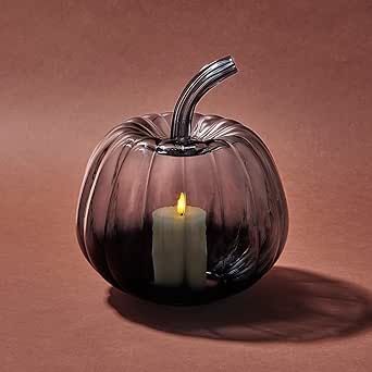 LampLust Black Pumpkin Centerpiece for Table - 8 Inch, Votive Candle & Batteries Included, Ombre ... | Amazon (US)