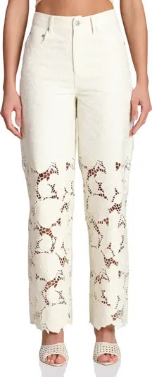 High Waist Embroidered Lace Cotton Pants | Nordstrom
