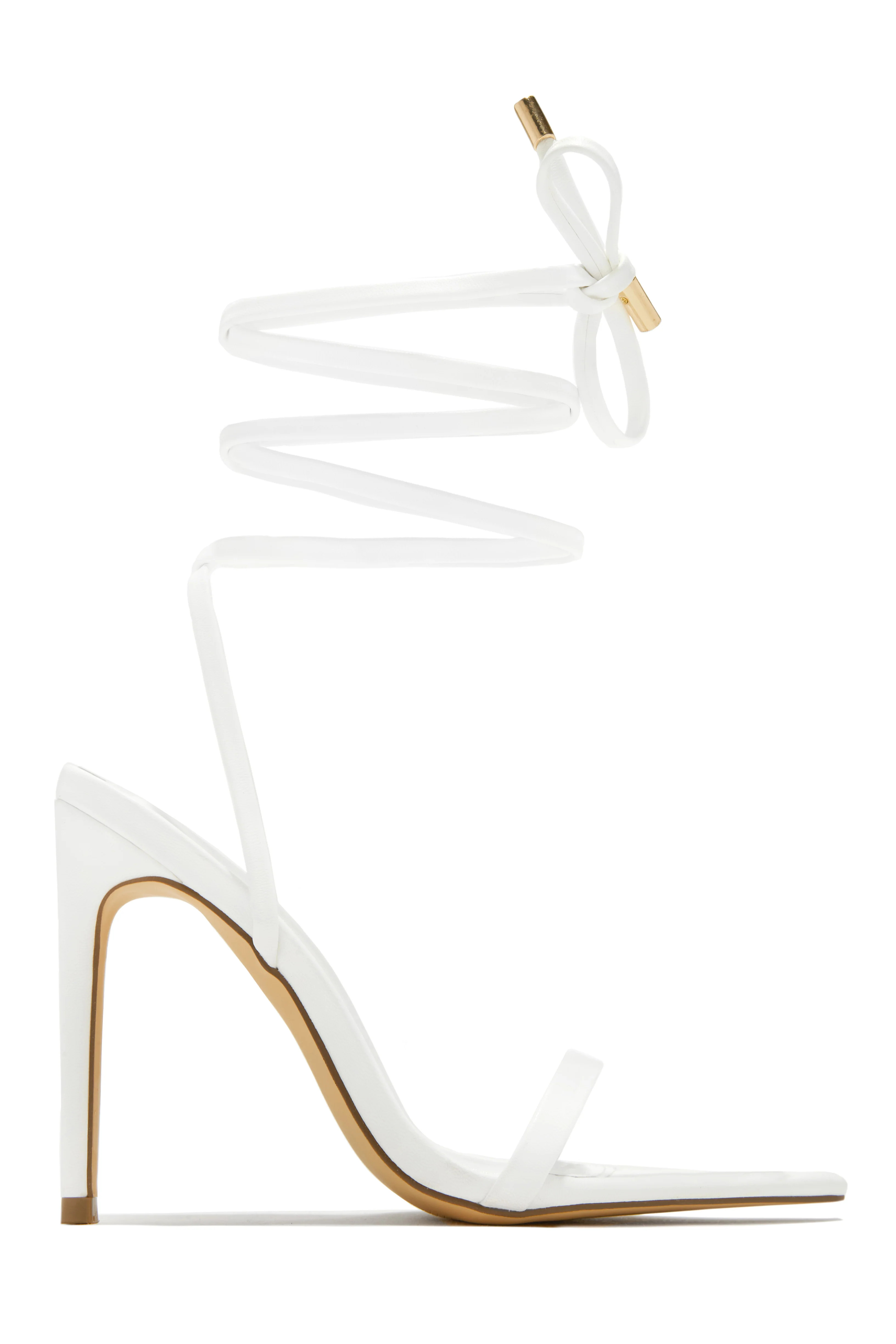 Miss Lola | Into The Night White Lace Up High Heels | MISS LOLA