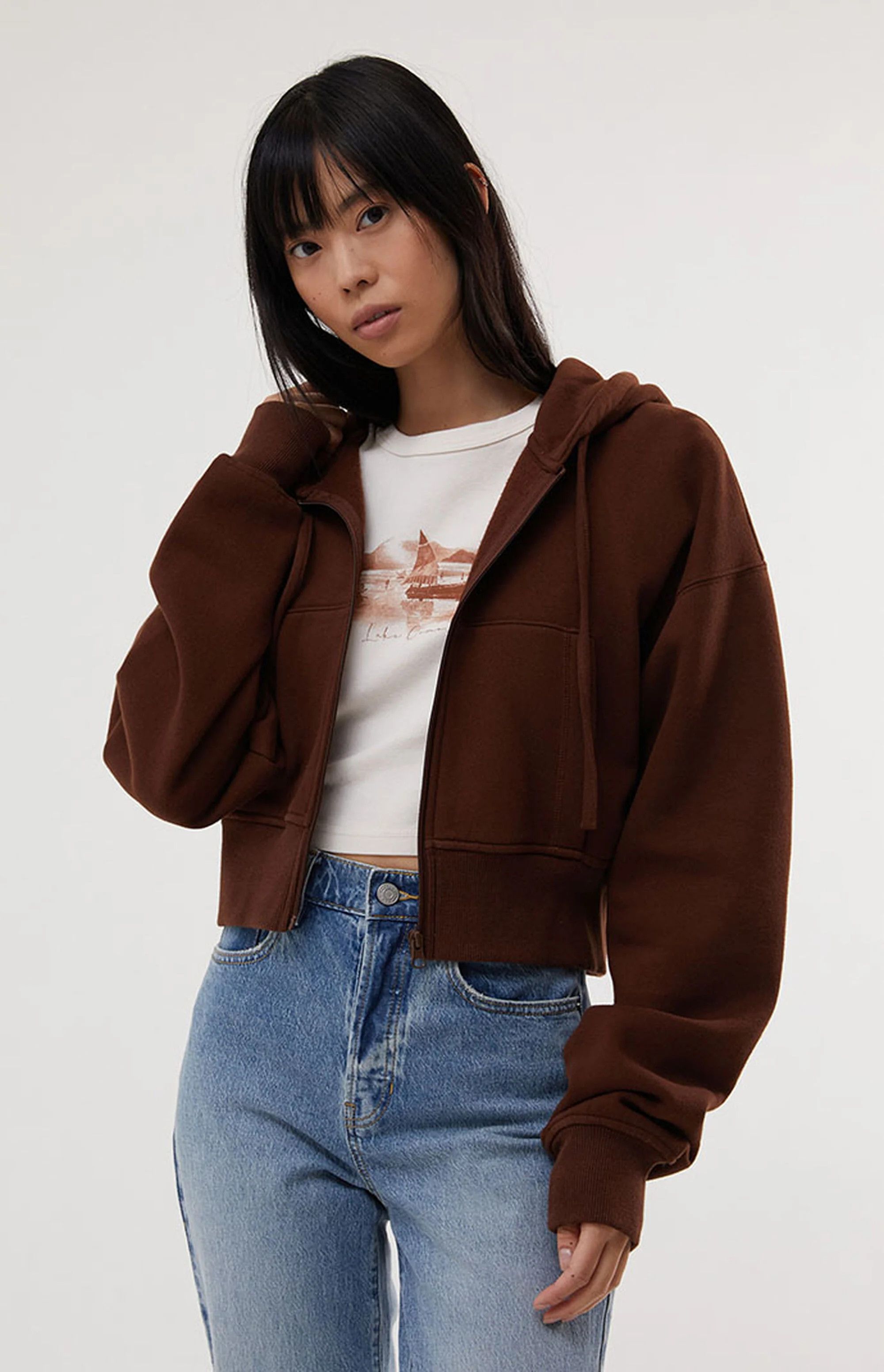 PacSun Kaley Cropped Full Zip Hoodie | PacSun