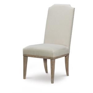 Monteverdi Upholstered Host Side Chair in Sun-Bleached Cypress Wood (set of 2) | Cymax