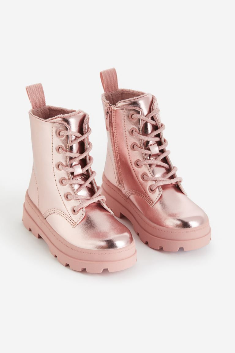 Warm-lined Boots with Laces - Pink - Kids | H&M US | H&M (US + CA)