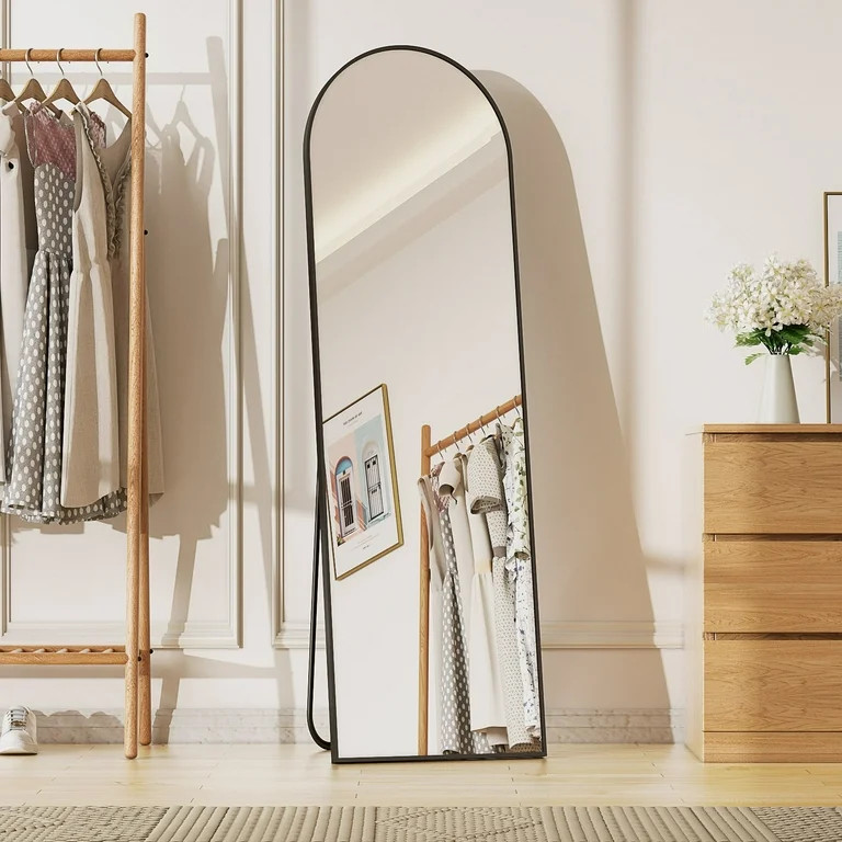 BEAUTYPEAK 59"x 16" Full Length Mirror Arched Standing Floor Mirror Full Body Mirror, Black | Walmart (US)