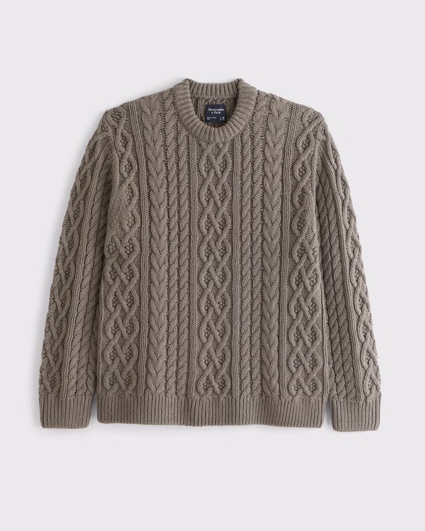Oversized Cable Crew Sweater | Abercrombie & Fitch (UK)