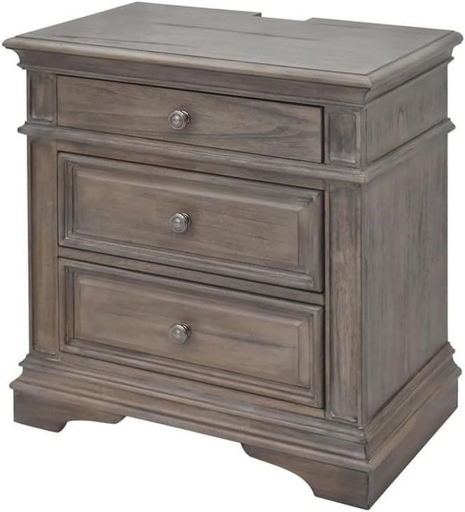 Pemberly Row Contemporary Driftwood Gray Wood 3-Drawer Nightstand | Amazon (US)