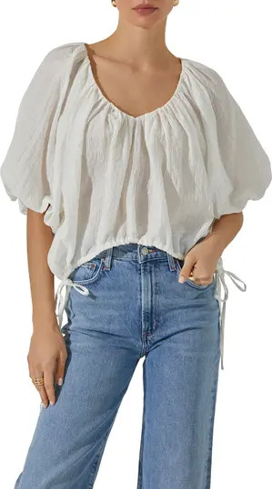 ASTR the Label Puff Sleeve Side Tie Top | Nordstrom | Nordstrom