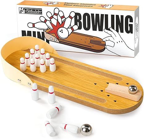 Mini Bowling Set, Wooden Tabletop Bowling Game Desk Toys Desktop Bowling Home Bowling Alleys, Des... | Amazon (US)