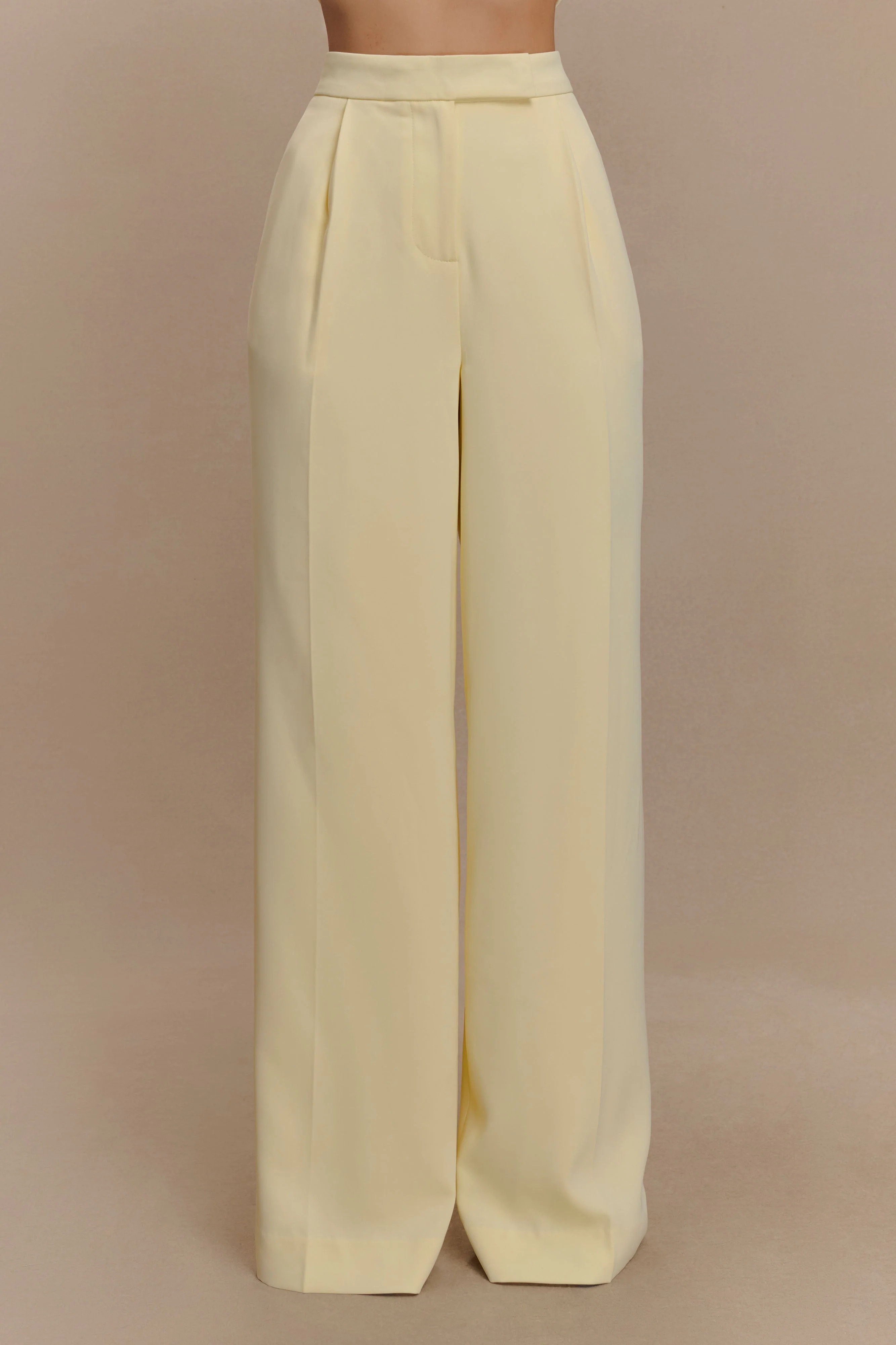 Faith Suiting Wide Leg Pant - Lemon Cream | MESHKI US