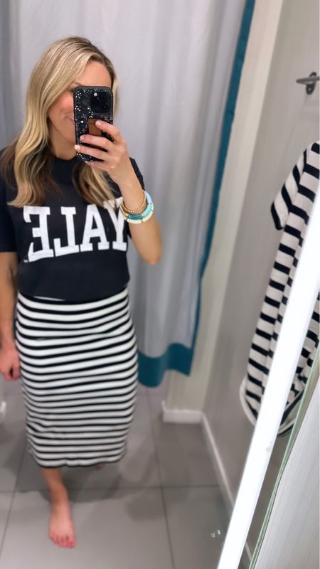 Layered this striped ribbed dress with a fun Yale graphic tee from H&M.

Both TTS

#LTKstyletip #LTKSeasonal #LTKunder50