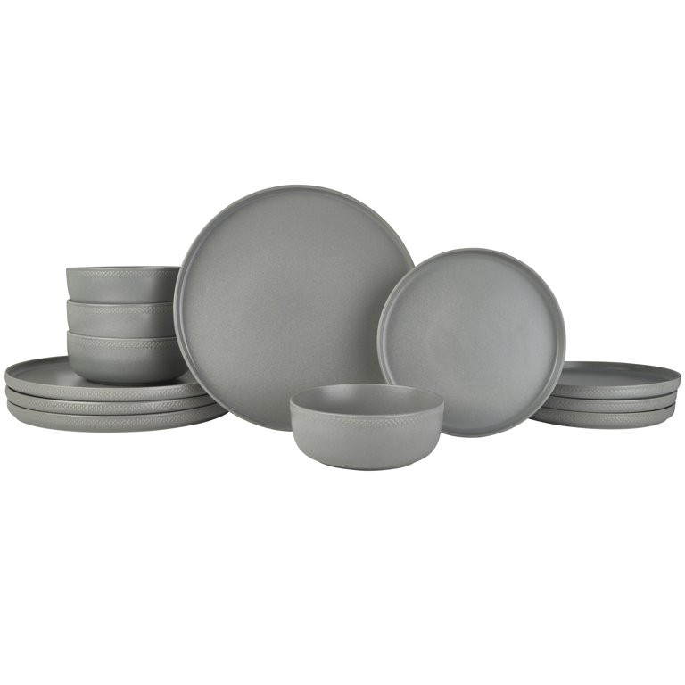 Beautiful Modern Dots 12 Piece Stoneware Dinnerware Set Cornflower Blue by Drew Barrymore | Walmart (US)