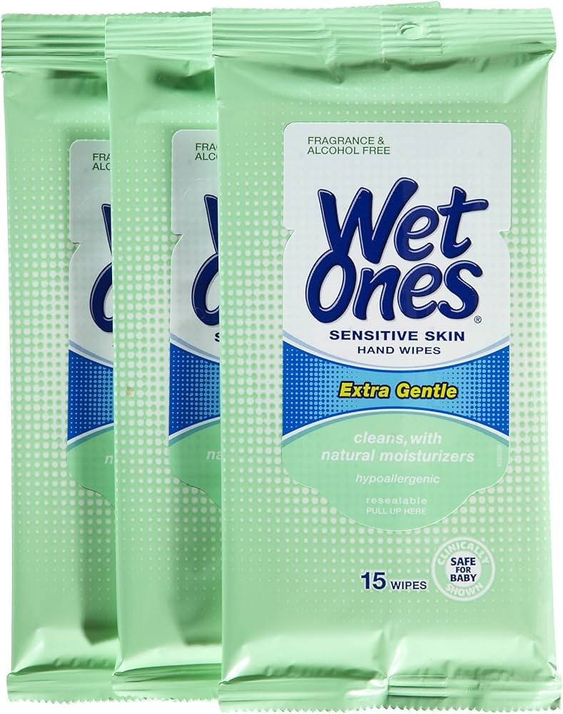 Wet Ones Sensitive Skin Hand and Face Moist Wipes, Travel - 15 ct - 3 pk | Amazon (US)