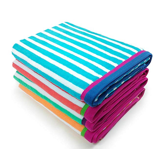 Kaufman - Velour Racing Stripe Towel 4-Pack - 32in X 62in | Amazon (US)
