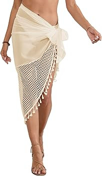ZAFUL Boho Beach Cover Ups for Women Sarong Coverups Sheer Bikini Chiffon Wraps Skirts for Swimwe... | Amazon (US)
