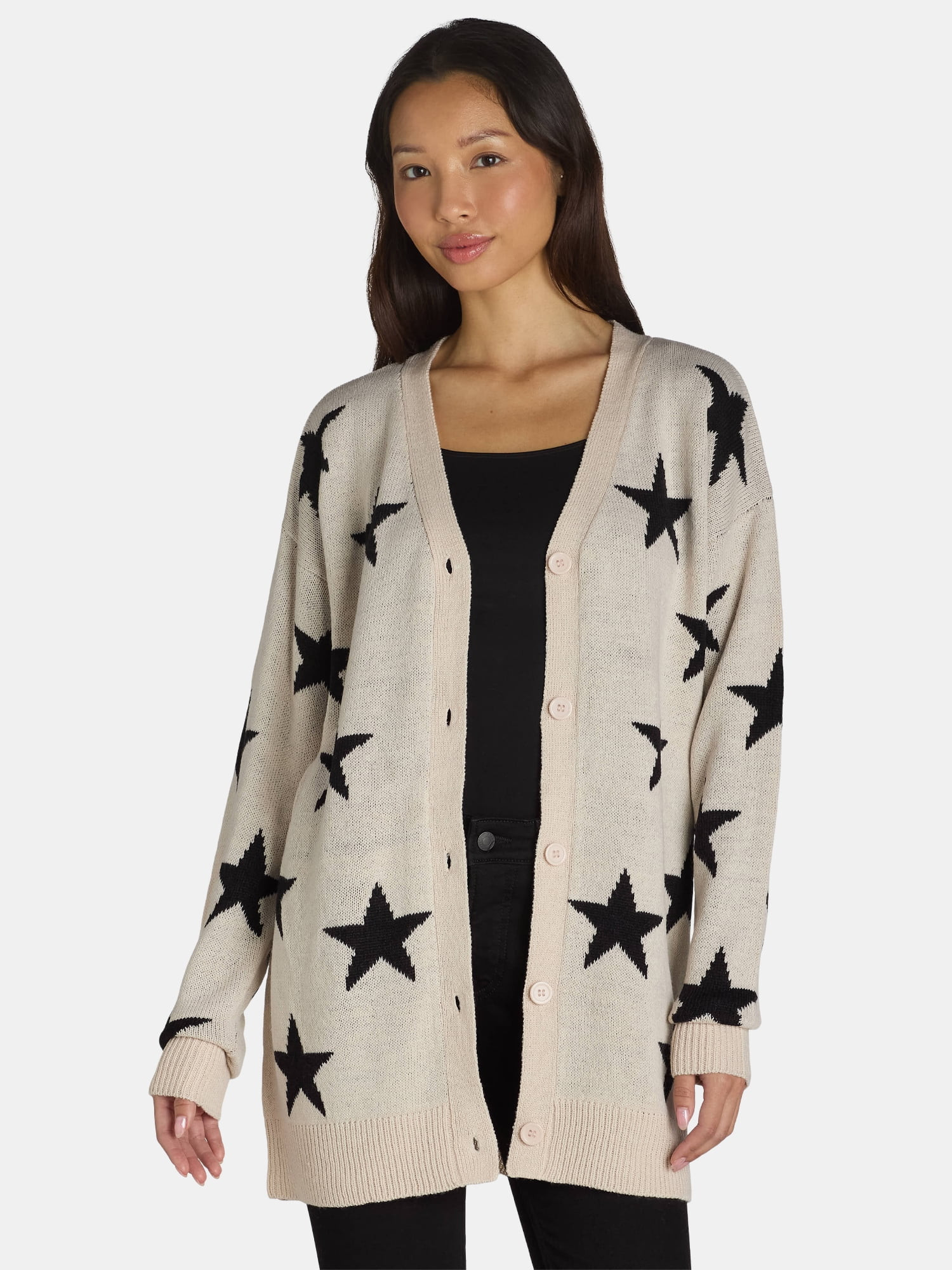 What's Next Women's and Women's Plus Size Intarsia Cardigan with Long Sleeves, Sizes XS-4X | Walmart (US)