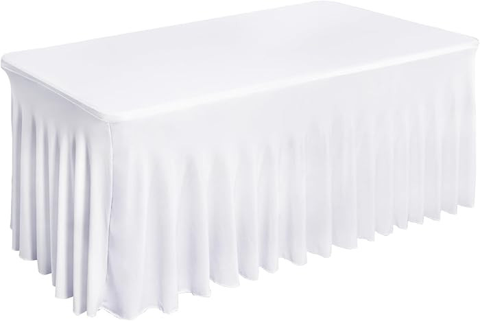 Fixwal Table Skirt, White Table Cloths for Rectangle Tables, Desk Skirt for 6 Foot Tables, White ... | Amazon (US)