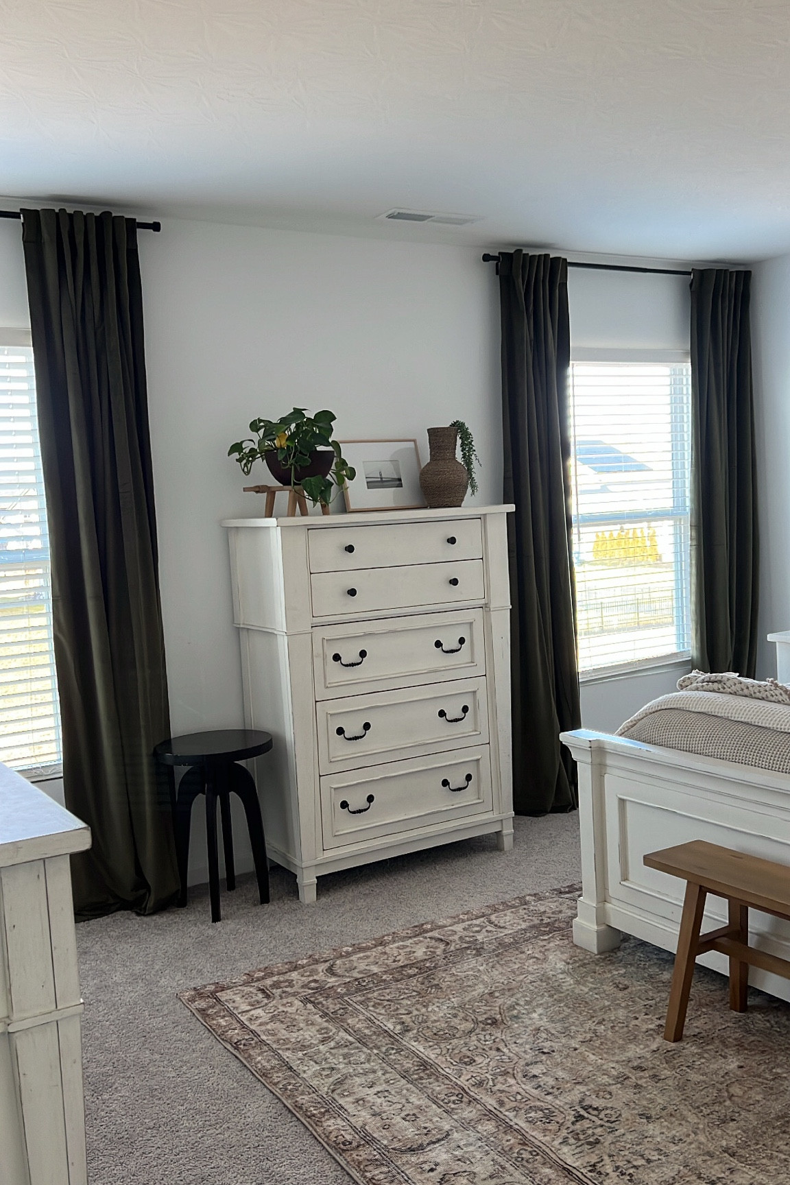 Everyone needs these velvety green curtains in their life. SUCH good quality and beautiful color. My loloi rug is also on sale! 