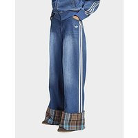 adidas Vintage Wide Leg Jeans With Checked Seam - Blue - Womens | JD Sports (UK)