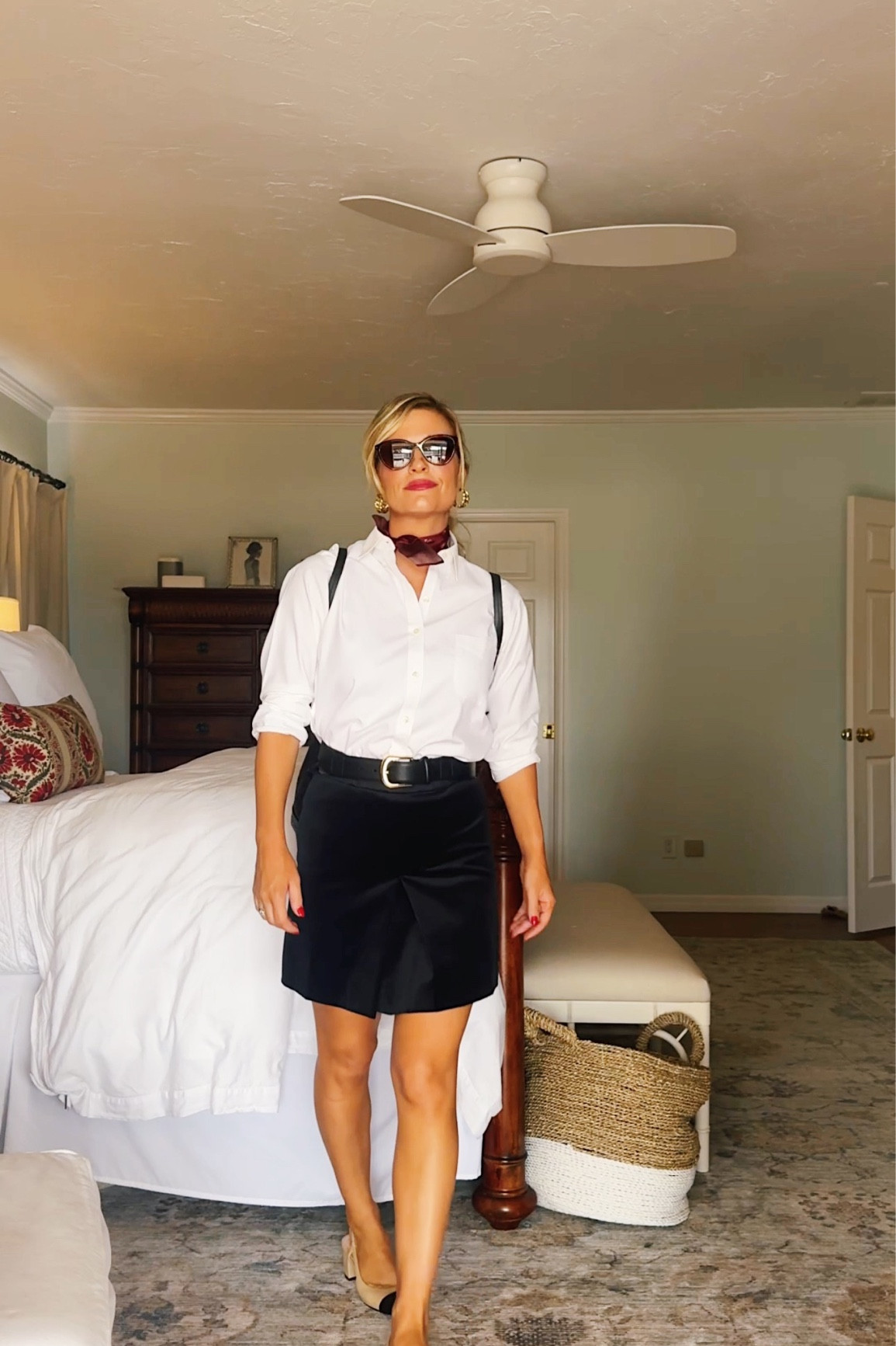 Styled black velvet skirt with white button down top

#LTKover40 #LTKSeasonal #LTKHoliday