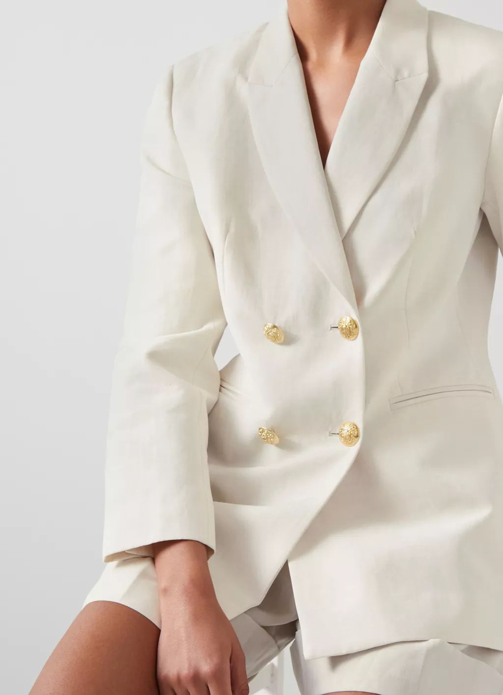Mariner Cream Linen-Blend Sailor Blazer | Coats & Jackets | Clothing | Collections | L.K.Bennett,... | L.K. Bennett (UK)