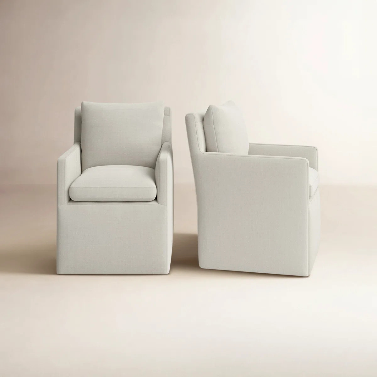 Alayaa Performance Upholstered Armchair with Casters (Set of 2) | Wayfair North America