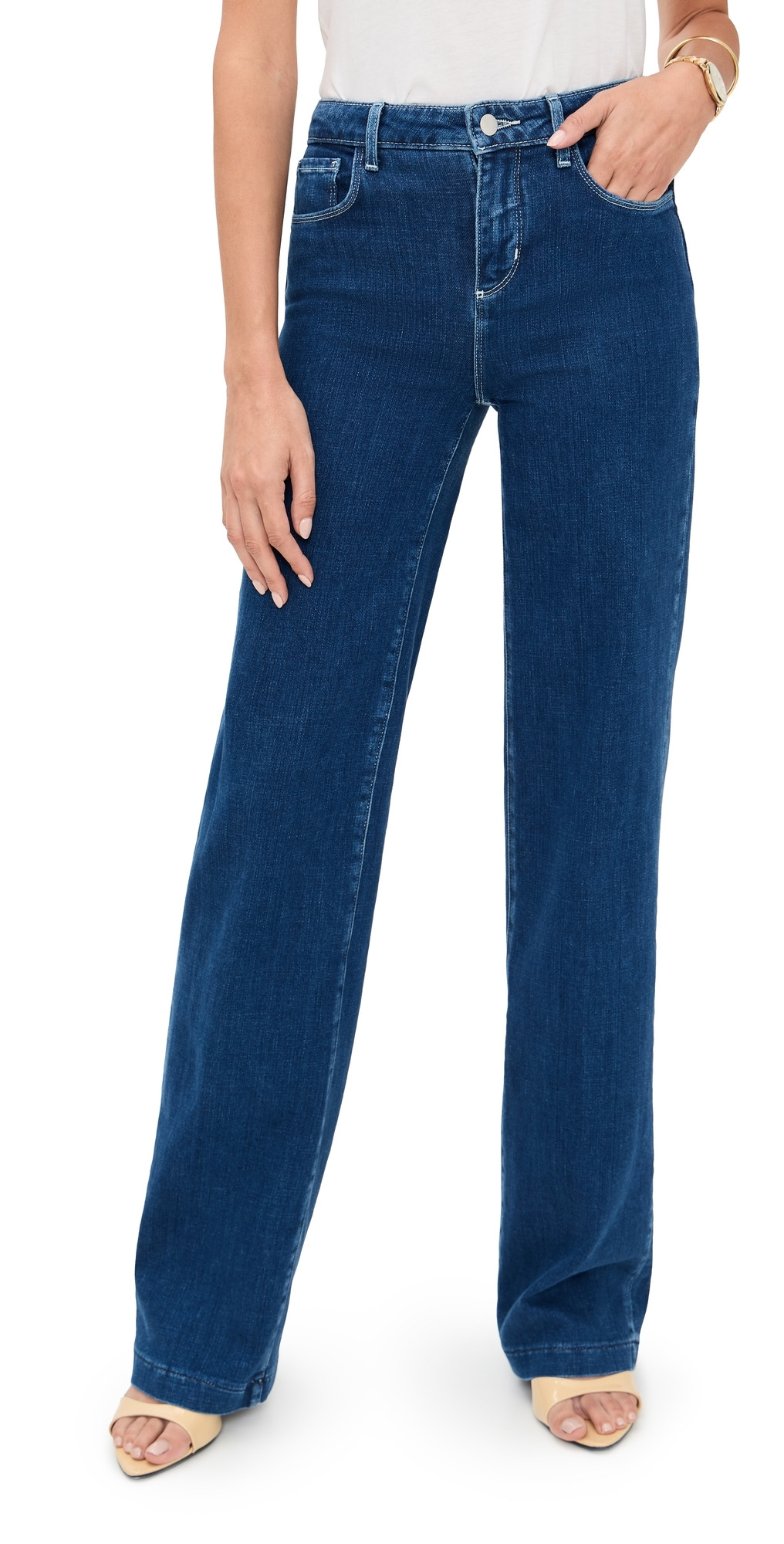 L'AGENCE Clayton High Rise Wide Leg Jeans Lansing 23 | Shopbop