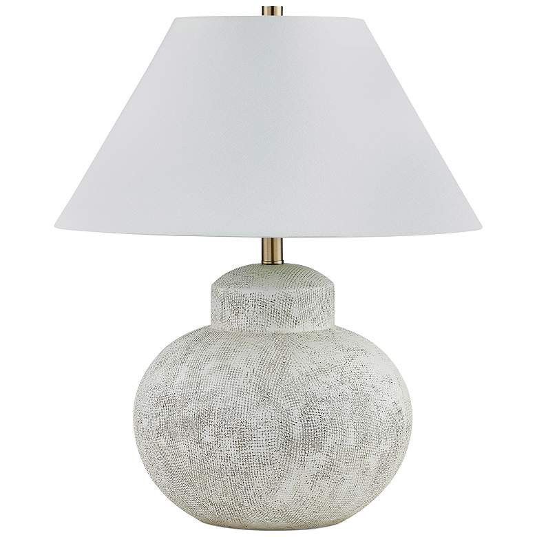 Forty West Temple 23" High Textured White-Gray Table Lamp | Lamps Plus
